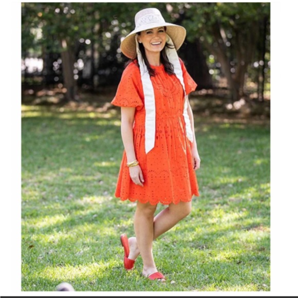 NWT Antonio Melani x Kimberly Whitman Rose Eyelet Jewel Neck Button Front Dres - Picture 3 of 5